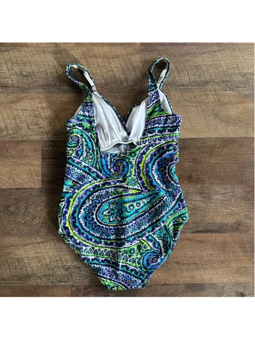Women's Lauren Ralph Lauren Swimsuit Size 14 Blue Green Paisley Summer